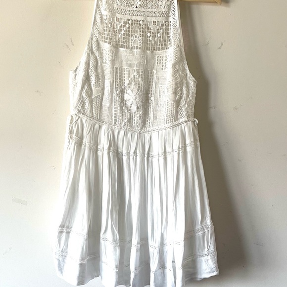 Free People  White Crochet Free People Emily Dress Boho - Picture 5 of 13